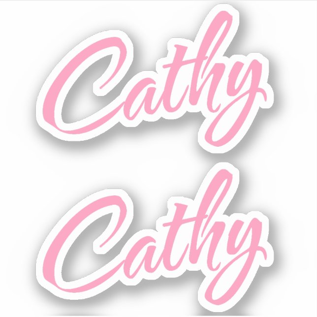 Pegatina Nombre decorativo Cathy en rosa x2 (Anverso)