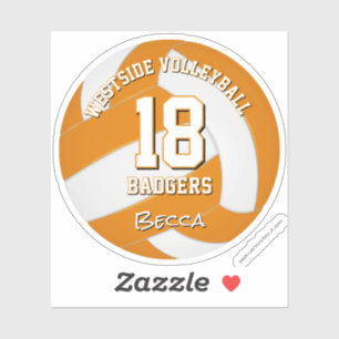 Pegatina nombre del atleta del equipo de voleibol naranja