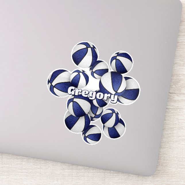 Pegatina nombre del atleta en el grupo de baloncesto azul b (Detalle)