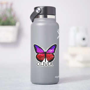 Pegatina Nombre del Chica de mariposa personalizado