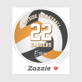 Pegatina nombre del club de voleibol naranja negro