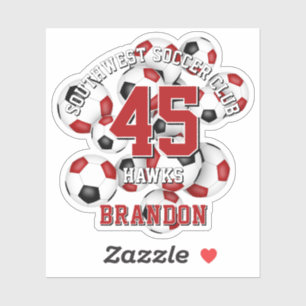 Pegatina nombre del equipo de baloncesto rojo negro de fútb