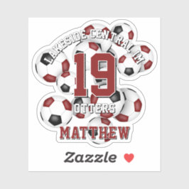 Pegatina nombre del equipo de fútbol negro maroon
