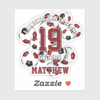 Pegatina nombre del equipo de fútbol negro maroon