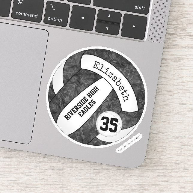 Pegatina nombre del equipo de la escuela de voleibol blanco (Detalle)