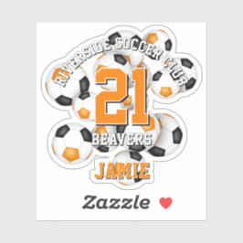 Pegatina nombre del equipo de naranja de balones de fútbol