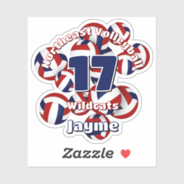 Pegatina nombre del equipo de voleibol azul rojo