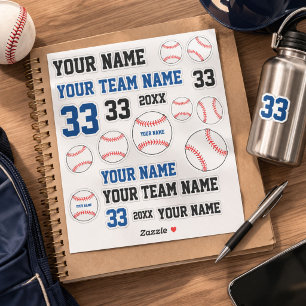 Pegatina Nombre del equipo del jugador de béisbol Año Númer