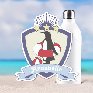 Pegatina Nombre del Escudo del club de natación Cute Pingüi