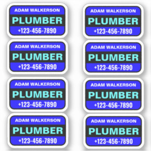 Pegatina Nombre del fontanero y número de teléfono - Servic