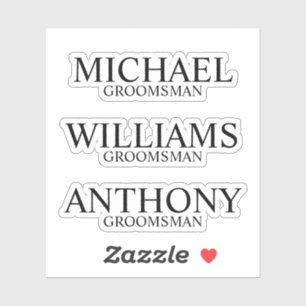 Pegatina Nombre del Groomsman personalizado moderno