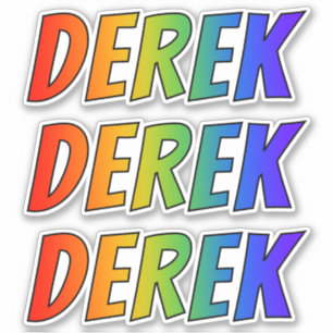 Pegatina Nombre "DEREK" con arcoiris divertido