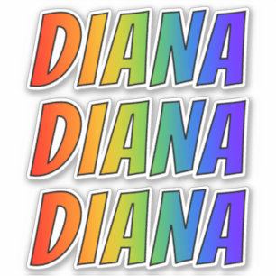 Pegatina Nombre "DIANA" con arcoiris divertido