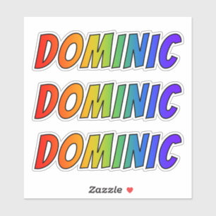 Pegatina Nombre "DOMINIC" con arcoiris divertido