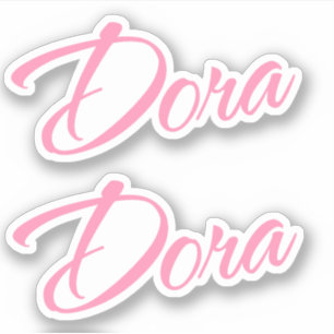 Pegatina Nombre Dora en rosa x2
