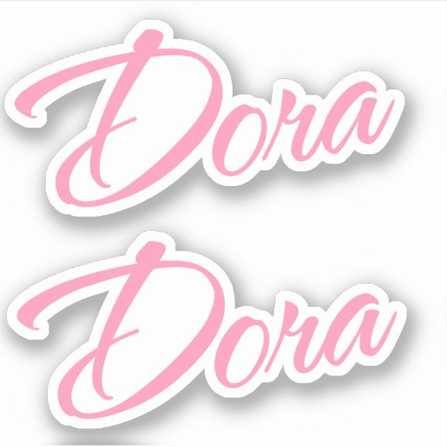 Pegatina Nombre Dora en rosa x2 (Anverso)