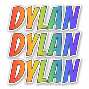 Pegatina Nombre "DYLAN" con arcoiris divertido