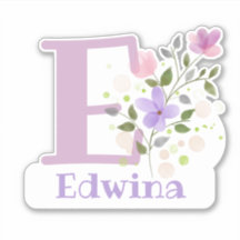 Nombre Edwina más inicial con diseño floral