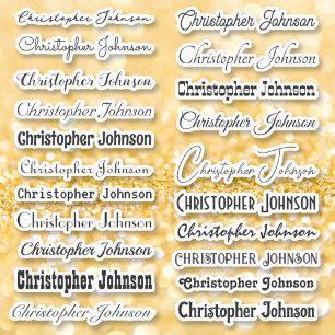 Pegatina Nombre elegante Firma Texto negro Besar guión