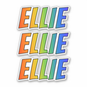 Pegatina Nombre "ELLIE" con arcoiris divertido