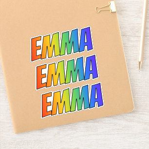 Pegatina Nombre "EMMA" con arcoiris divertido