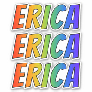 Pegatina Nombre "ERICA" con arcoiris divertido