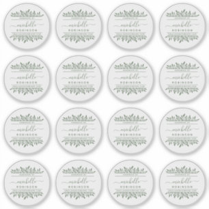 Pegatina Nombre escrito a mano Sage Green Botanical Handmad