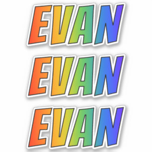 Pegatina Nombre "EVAN" con colores de arcoiris divertidos