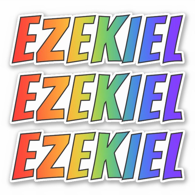 Pegatina Nombre "EZEKIEL" con un divertido color arcoiris (Anverso)