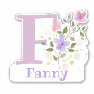 Pegatina Nombre Fanny & Inicial con diseño floral