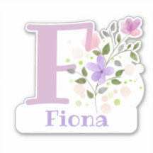 Nombre Fiona más inicial con diseño floral