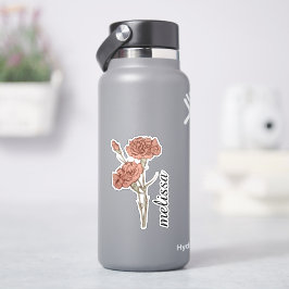 Pegatina Nombre Floral Personalizado Elegante Clavel Person