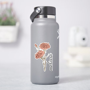 Pegatina Nombre Floral Personalizado Elegante Clavel Person