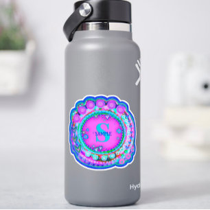 Pegatina Nombre floral rosado y Personalizado de inactivida