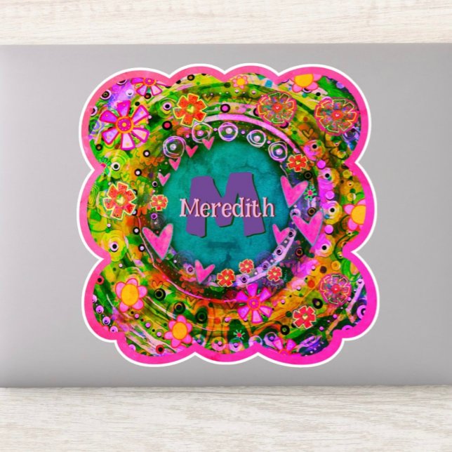 Pegatina Nombre floral y diversión inicial de la inespiritu (Subido por el creador)