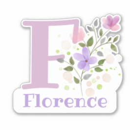 Pegatina Nombre Florencia e Inicial con Diseño Floral