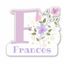 Pegatina Nombre Frances e Inicial con diseño floral