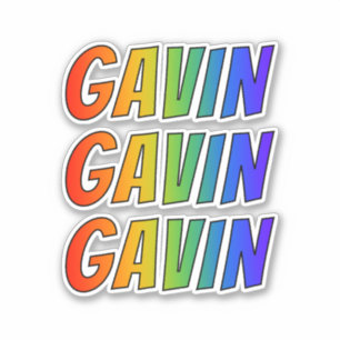 Pegatina Nombre "GAVIN" con arcoiris divertido