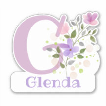 Nombre Glenda más inicial con diseño floral