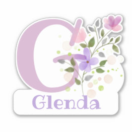 Pegatina Nombre Glenda más inicial con diseño floral