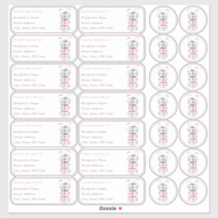 Pegatina Nombre individual y dirección + sobre de macarón