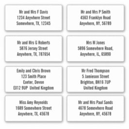 Pegatina Nombre individual y hoja de direcciones para desti