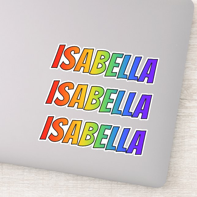 Pegatina Nombre "ISABELLA" con arcoiris divertido (Detalle)