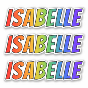 Pegatina Nombre "ISABELLE" con arcoiris divertido