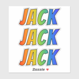 Pegatina Nombre "JACK" con arcoiris divertido