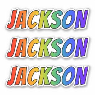 Pegatina Nombre "JACKSON" con un divertido color arcoiris