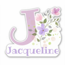 Nombre Jacqueline e Inicial con Diseño Floral