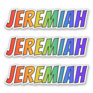 Pegatina Nombre "JEREMIAH" con color arcoiris divertido