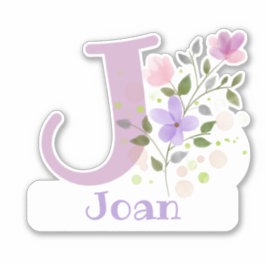 Pegatina Nombre Joan e Inicial con diseño floral