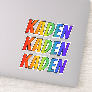 Pegatina Nombre "KADEN" con arcoiris divertido